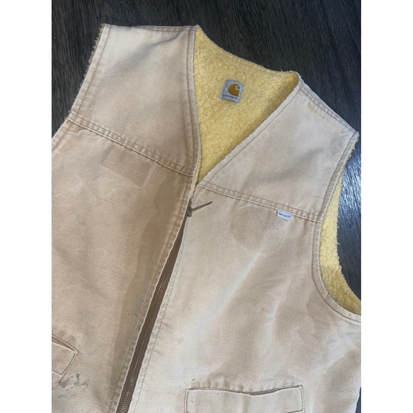 Carhartt Other - Carhartt Mens Size XL Tan Vest Vintage Sherpa Lined Duck Canvas Workwear 6SV